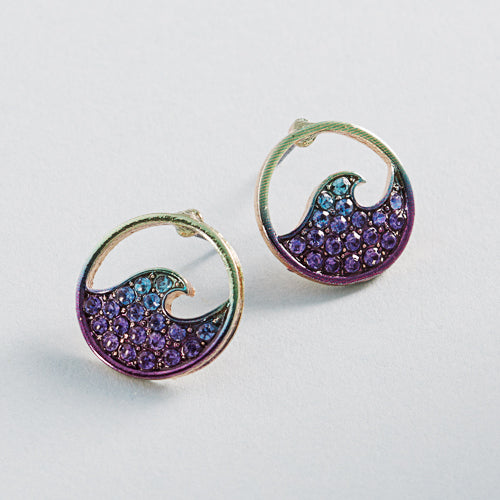 Summer Wave Sealife Gradation Print Post Earrings