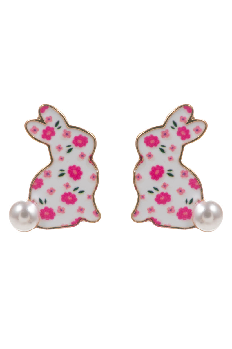 Easter Bunny Enamel Pattern Titanium Post Earrings
