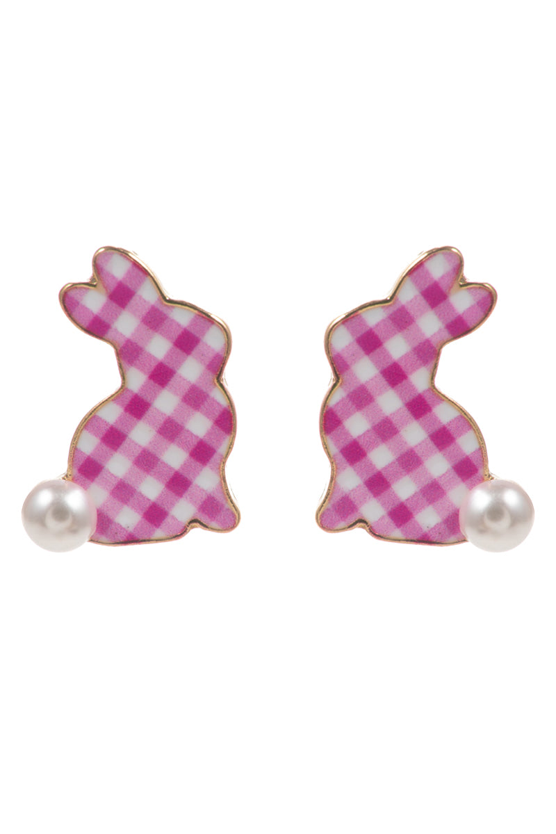 Easter Bunny Enamel Pattern Titanium Post Earrings