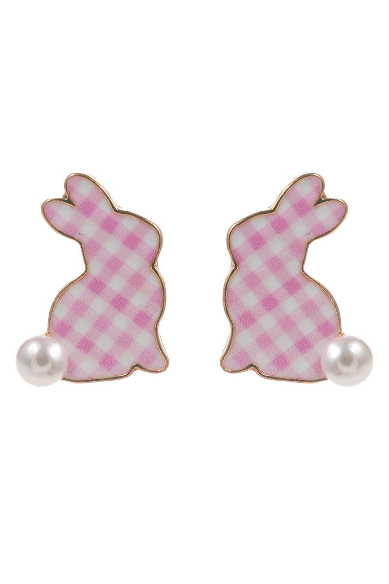 Easter Bunny Enamel Pattern Titanium Post Earrings
