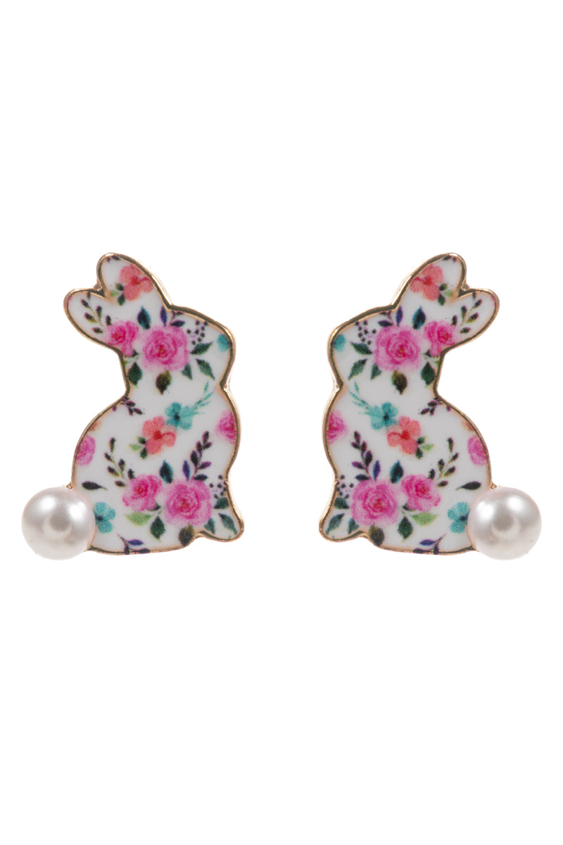 Easter Bunny Enamel Pattern Titanium Post Earrings