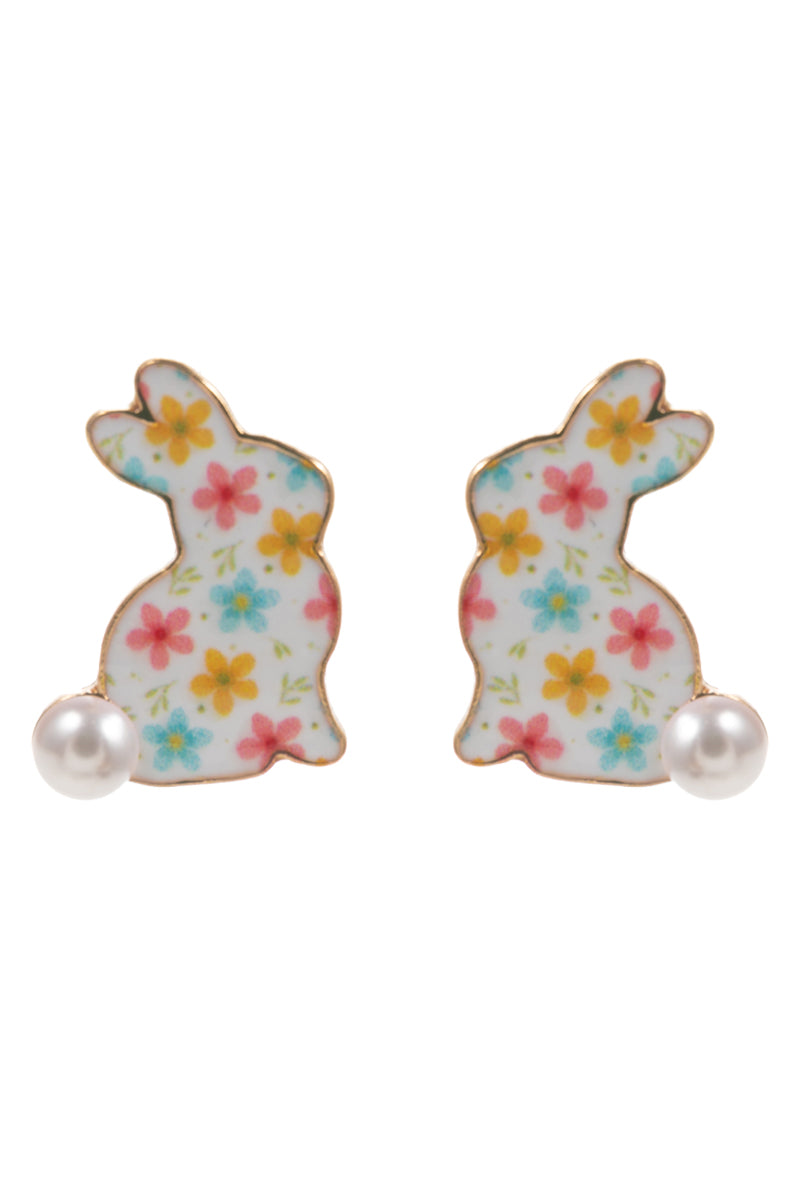 Easter Bunny Enamel Pattern Titanium Post Earrings