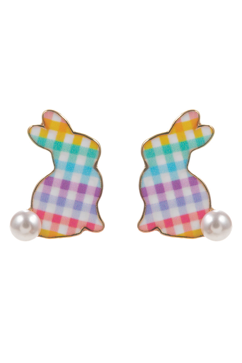Easter Bunny Enamel Pattern Titanium Post Earrings