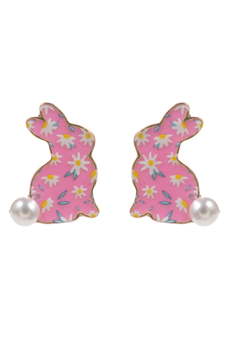 Easter Bunny Enamel Pattern Titanium Post Earrings