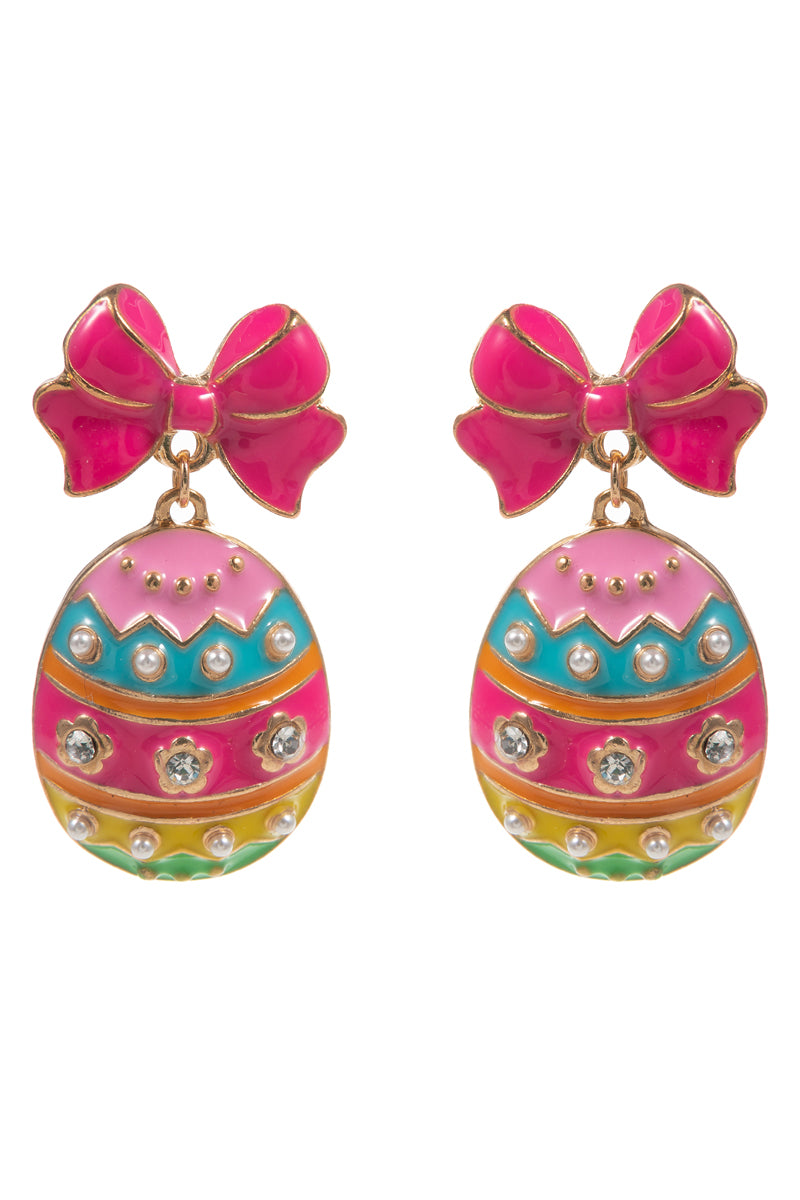 Easter Egg Enamel Ribbon Titanium Post Earrings
