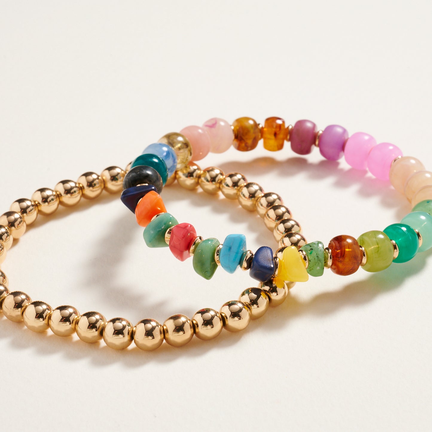 Mixed Marble Ombre CCB Beaded 2PC Stretch Bracelet