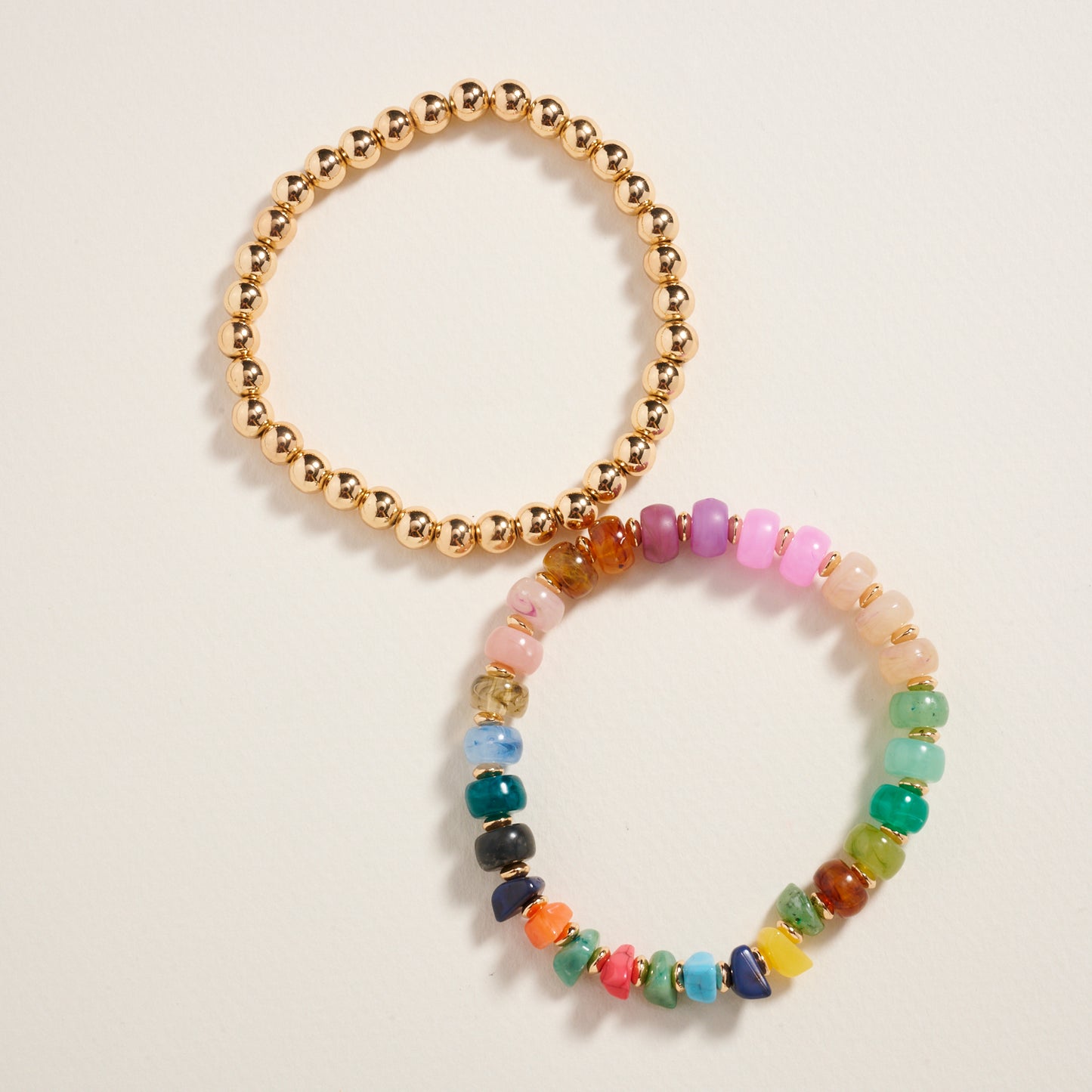 Mixed Marble Ombre CCB Beaded 2PC Stretch Bracelet