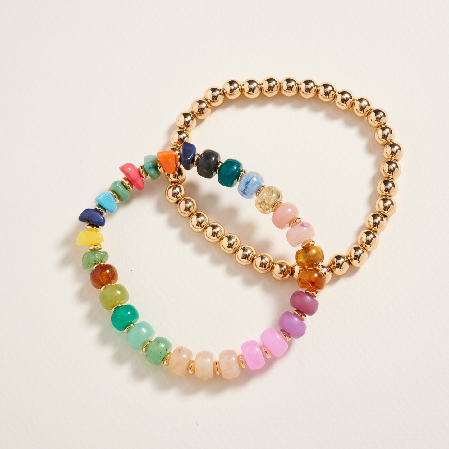 Mixed Marble Ombre CCB Beaded 2PC Stretch Bracelet
