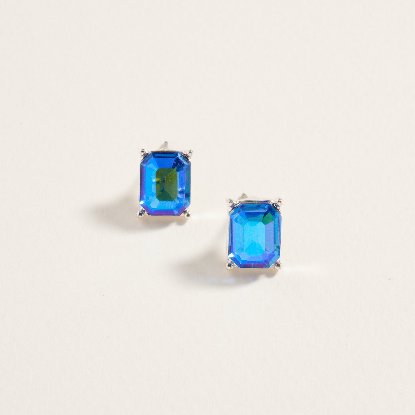 Rectangle Rhinestone Post Earrings Jewelry