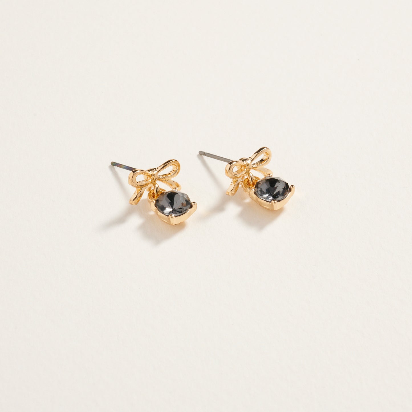 Rhinestone Stud Bow Ribbon Post Earrings Jewelry