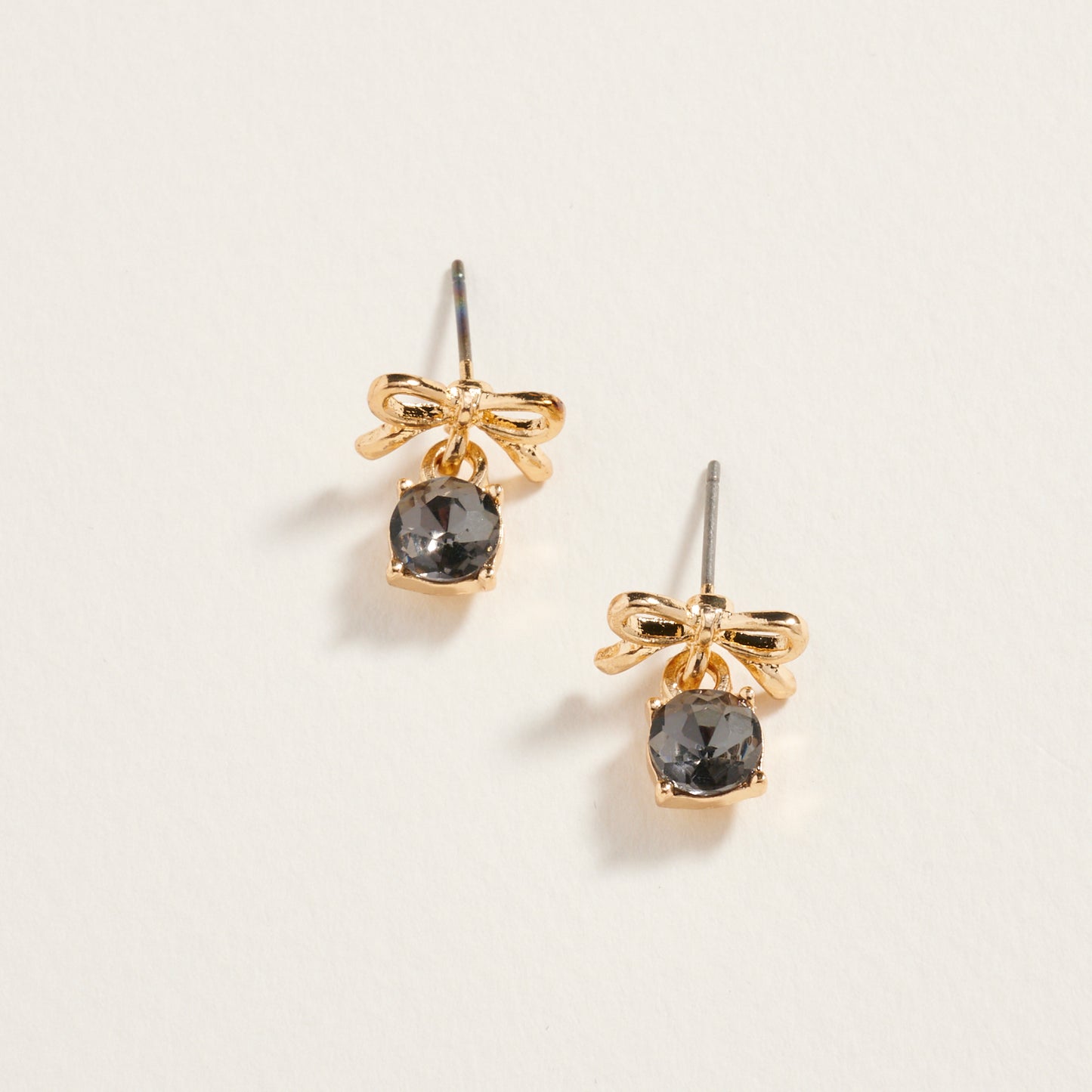 Rhinestone Stud Bow Ribbon Post Earrings Jewelry