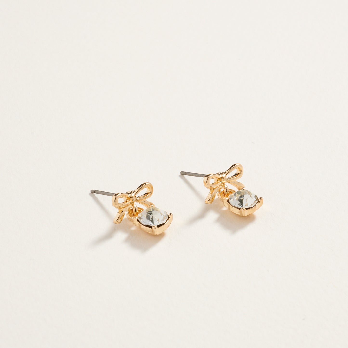 Rhinestone Stud Bow Ribbon Post Earrings Jewelry