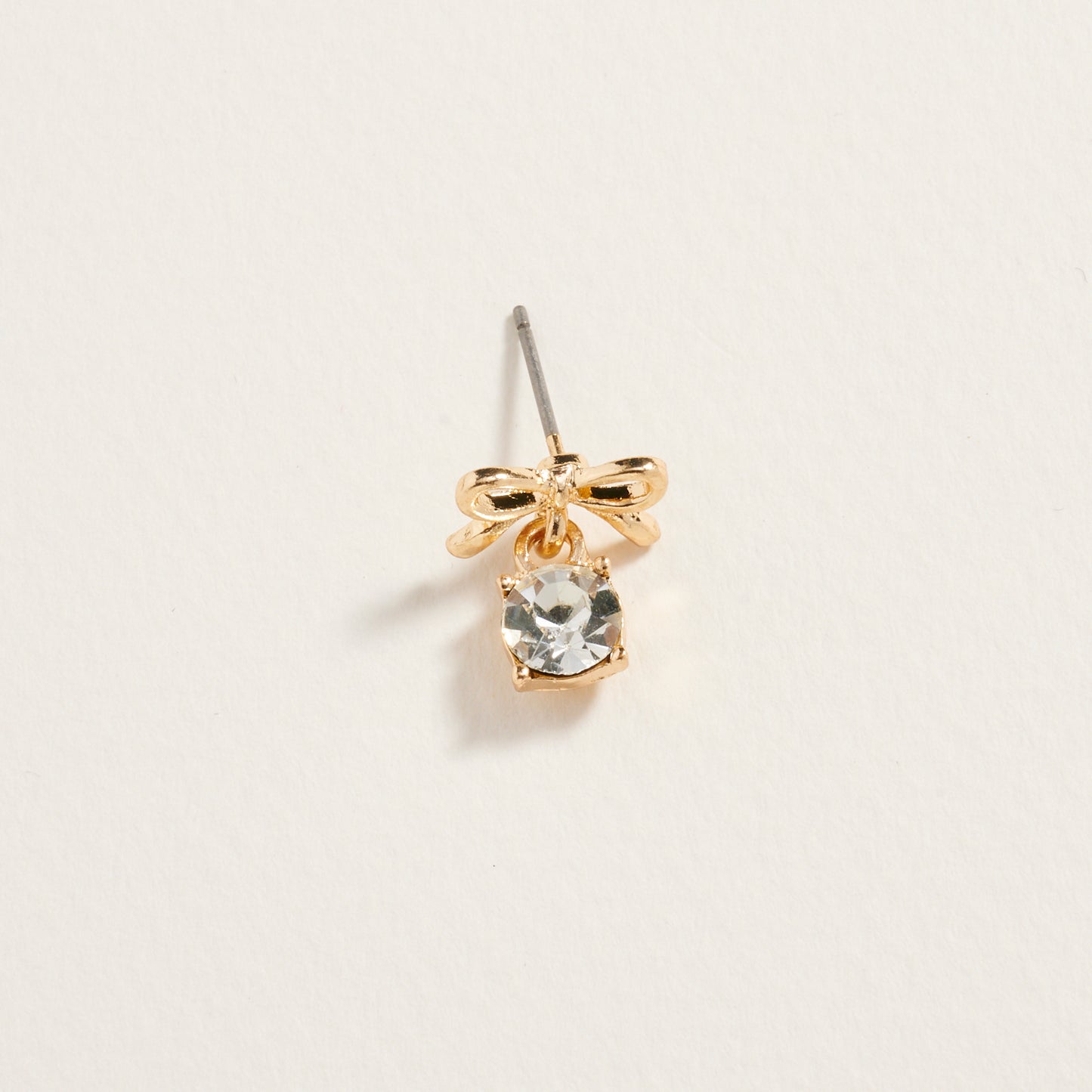 Rhinestone Stud Bow Ribbon Post Earrings Jewelry