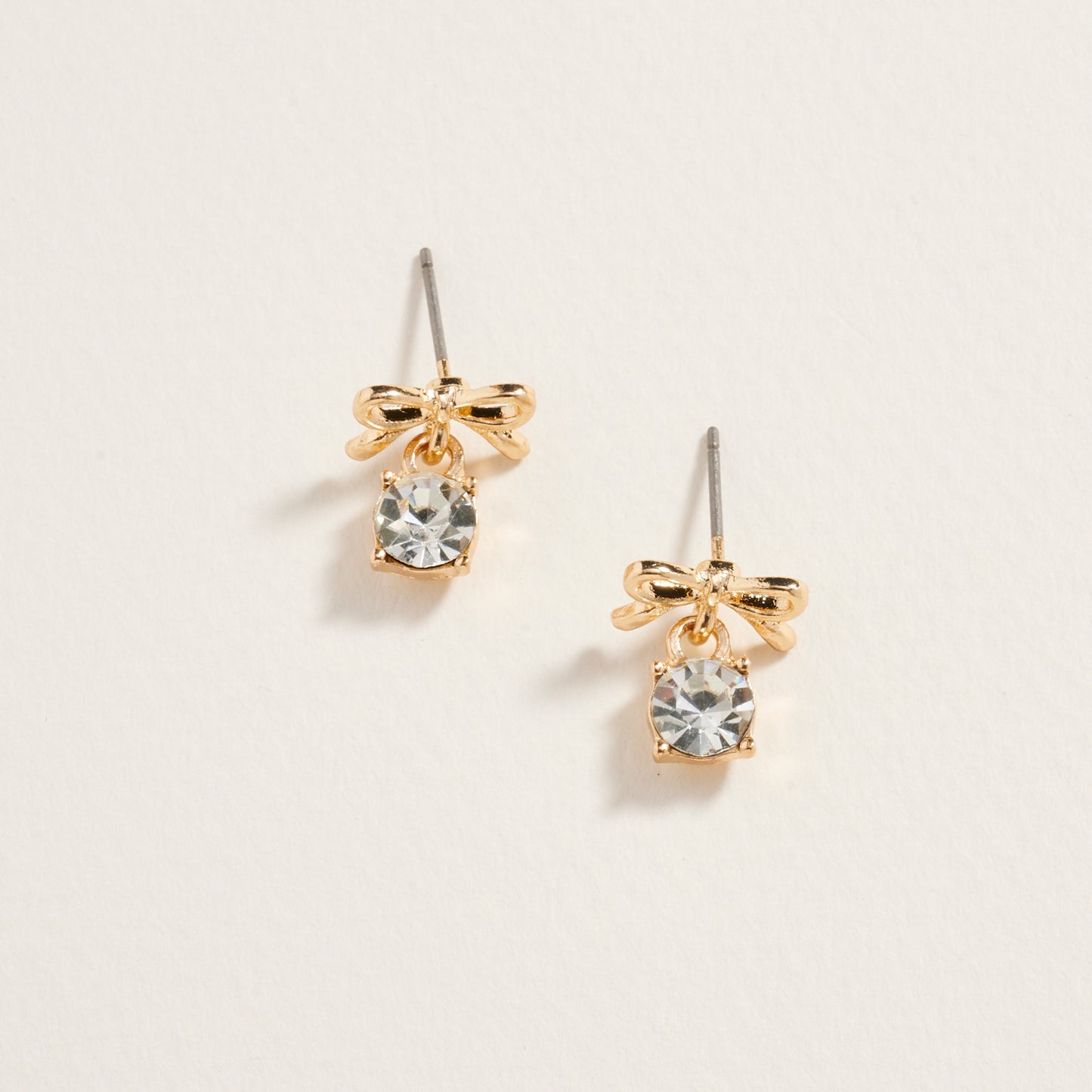 Rhinestone Stud Bow Ribbon Post Earrings Jewelry