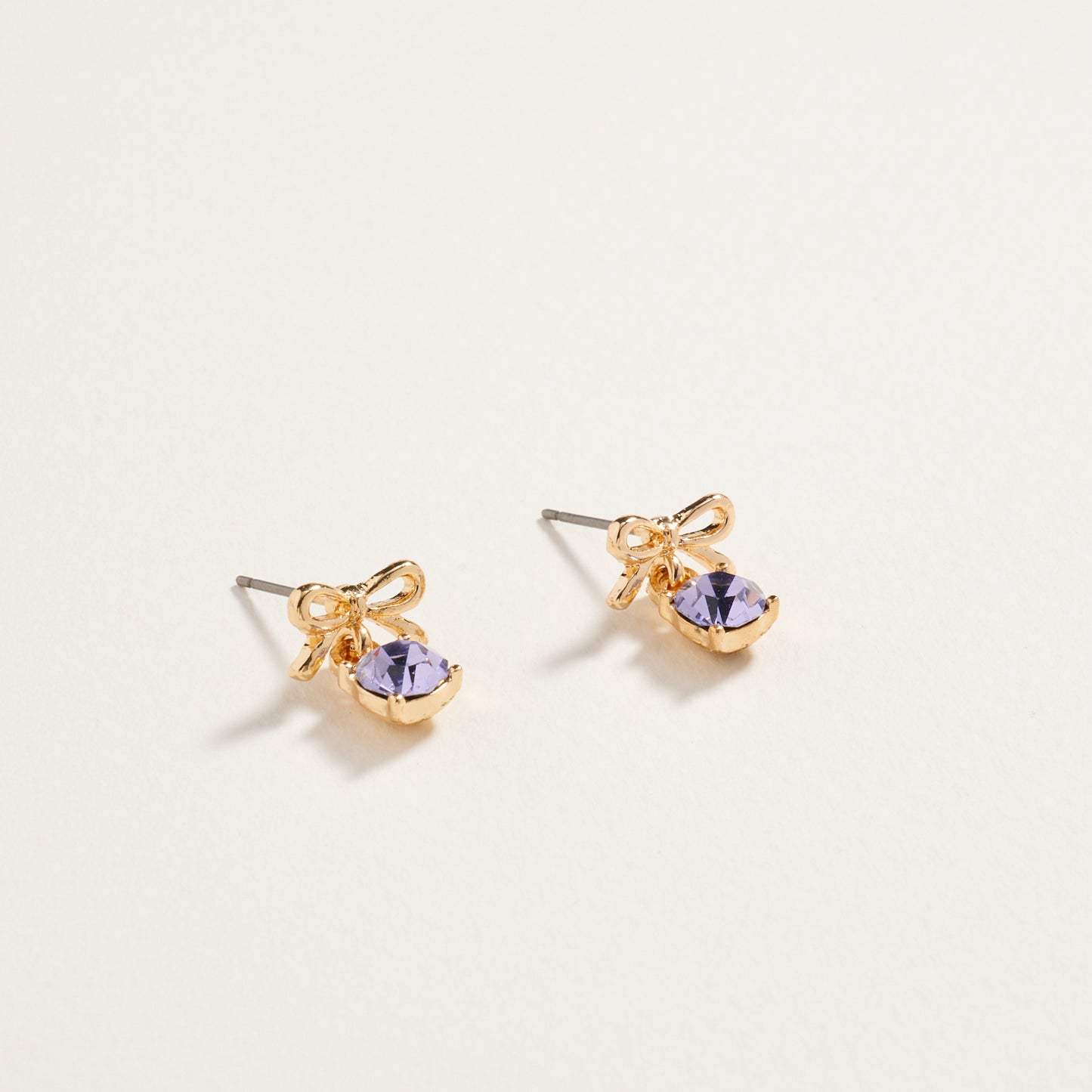 Rhinestone Stud Bow Ribbon Post Earrings Jewelry