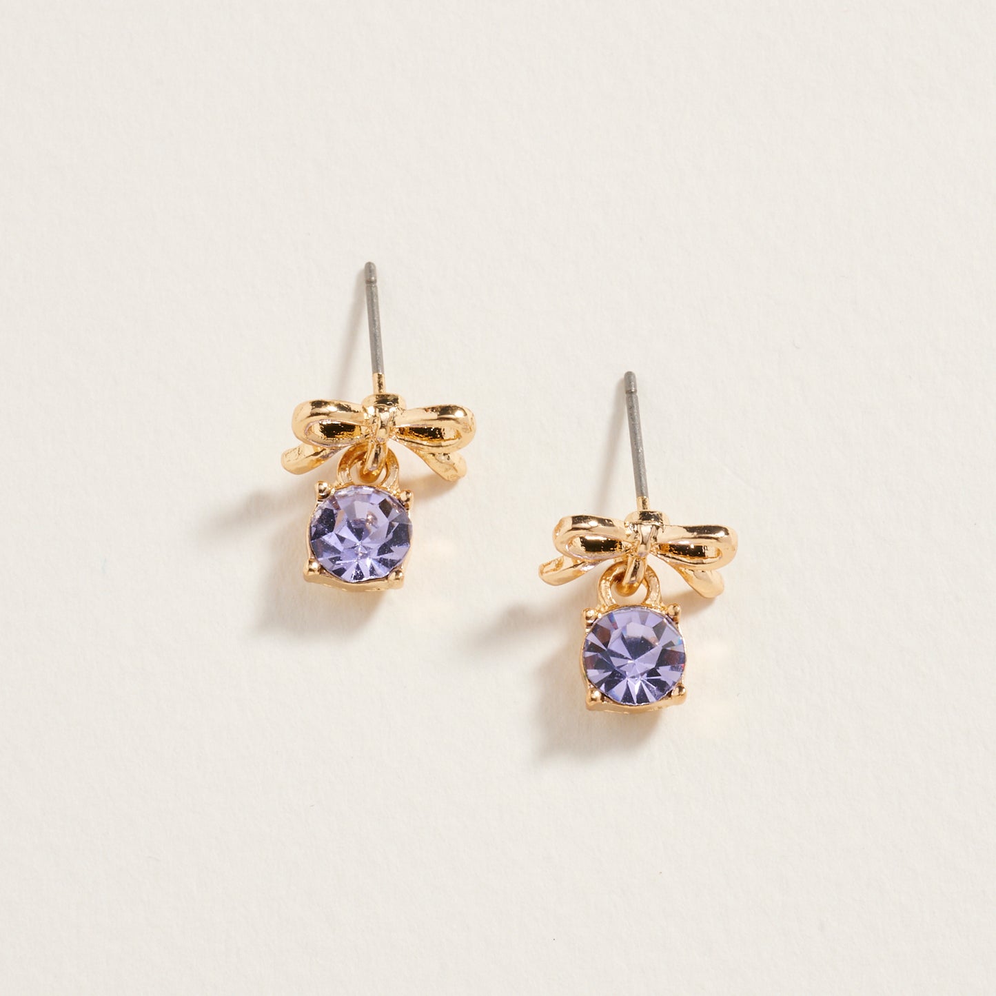 Rhinestone Stud Bow Ribbon Post Earrings Jewelry