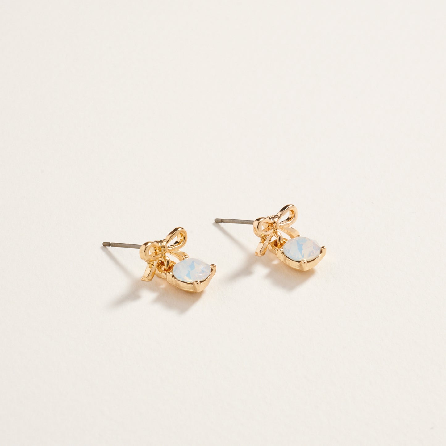 Rhinestone Stud Bow Ribbon Post Earrings Jewelry