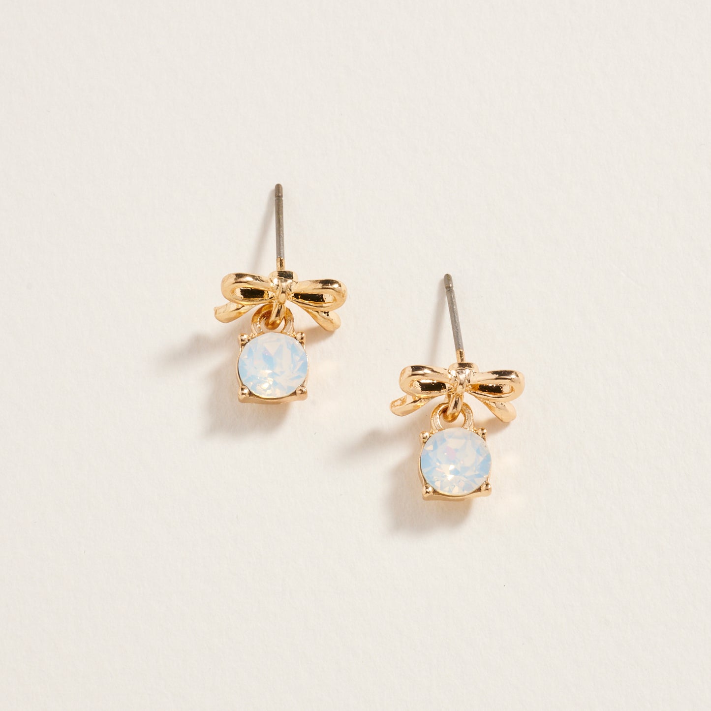Rhinestone Stud Bow Ribbon Post Earrings Jewelry