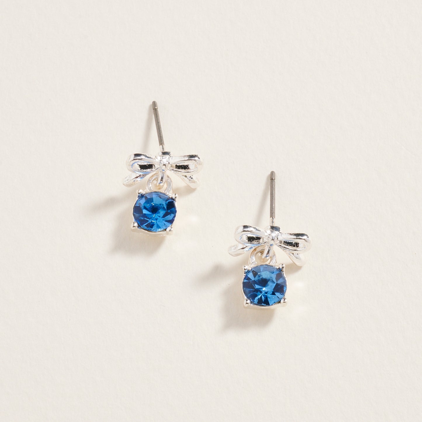 Rhinestone Stud Bow Ribbon Post Earrings Jewelry