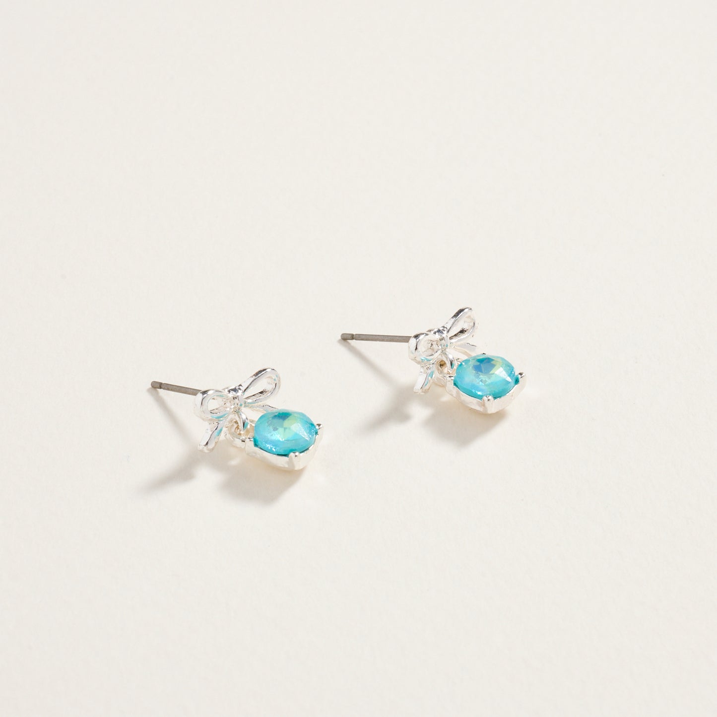 Rhinestone Stud Bow Ribbon Post Earrings Jewelry