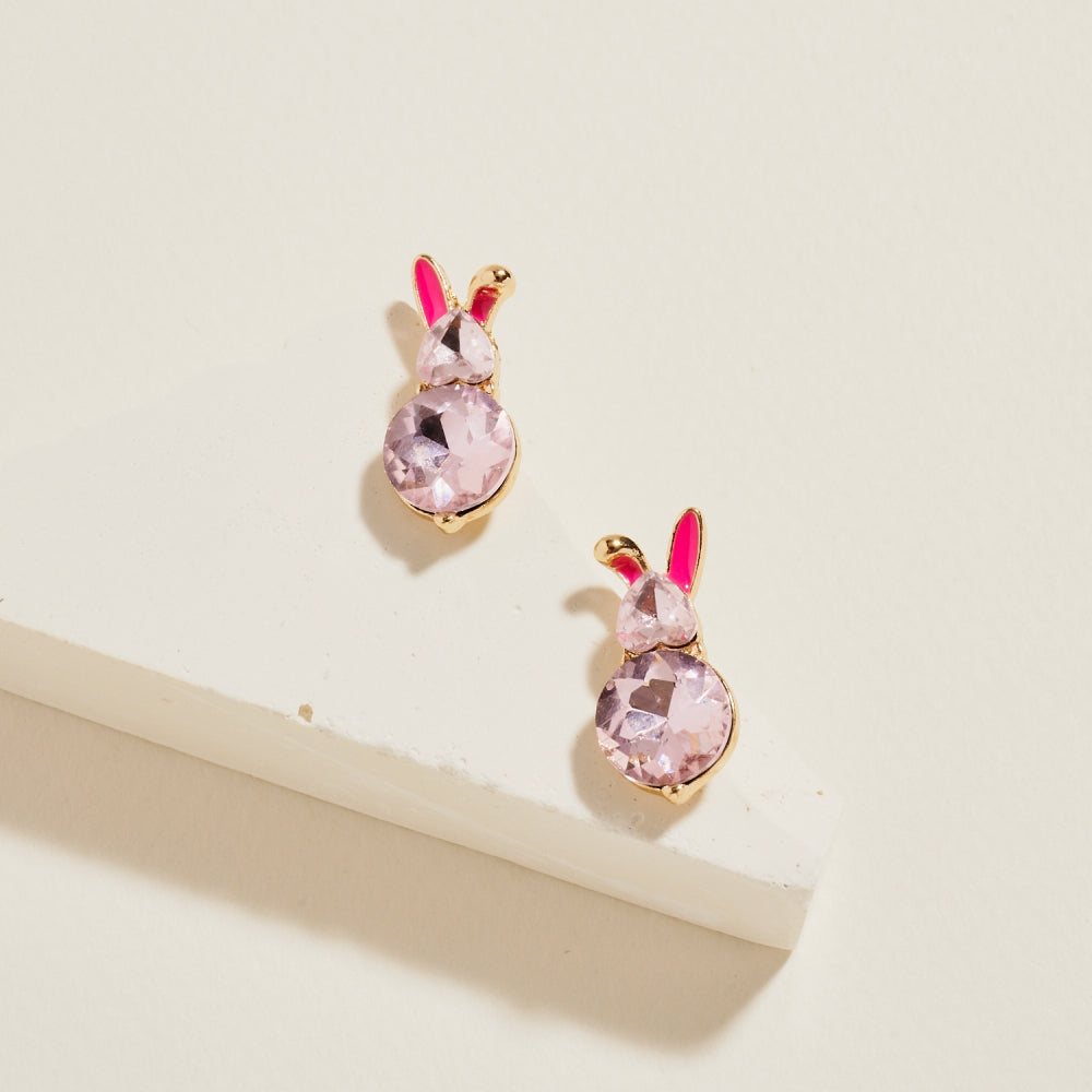 Bedazzled Rabbitears Easter Bunny Rabbit Ears Rhinestone Post Earrings – Designature Newyork