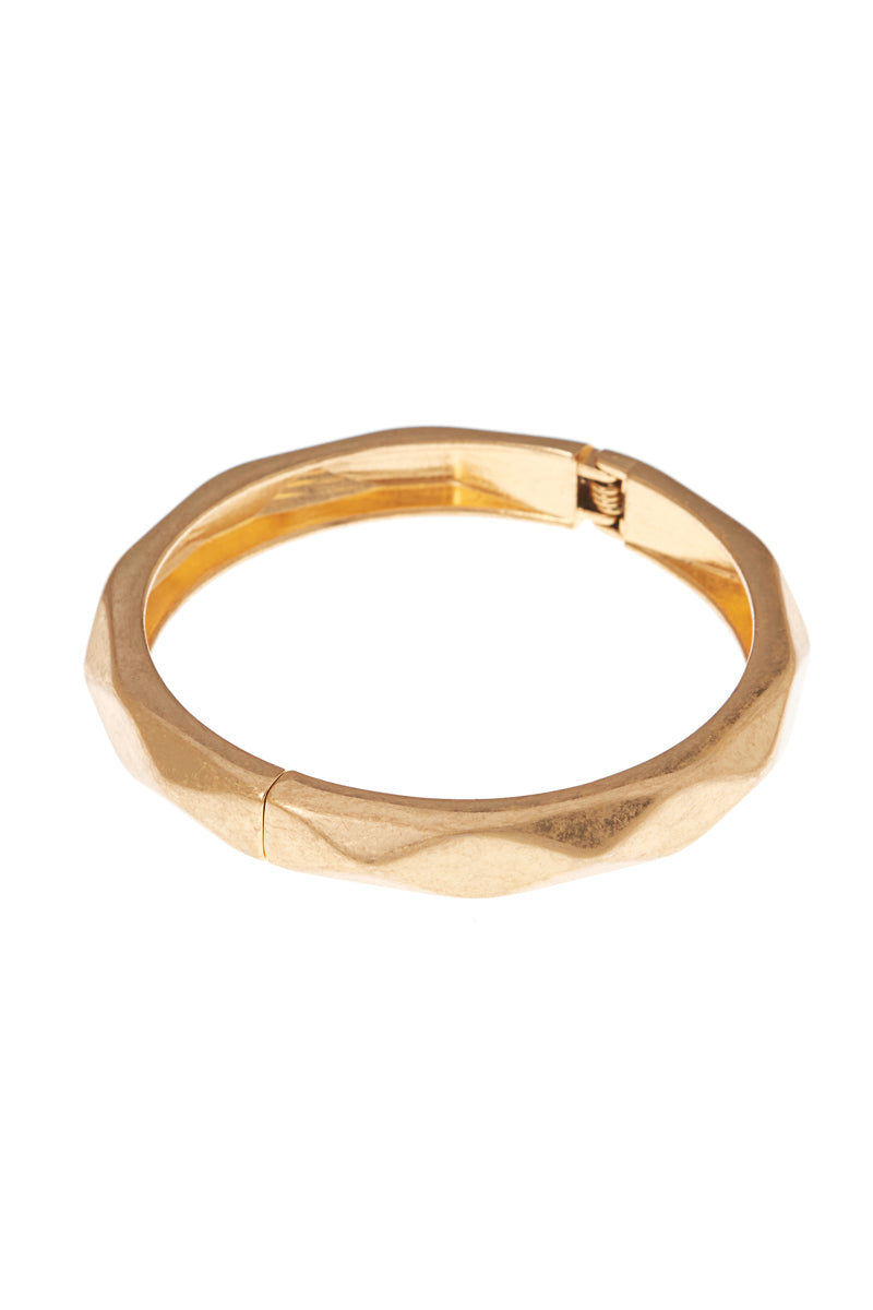 Faceted Metal Open Bangle Bracelet