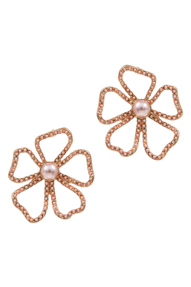 Flower Pearl Post Earrings