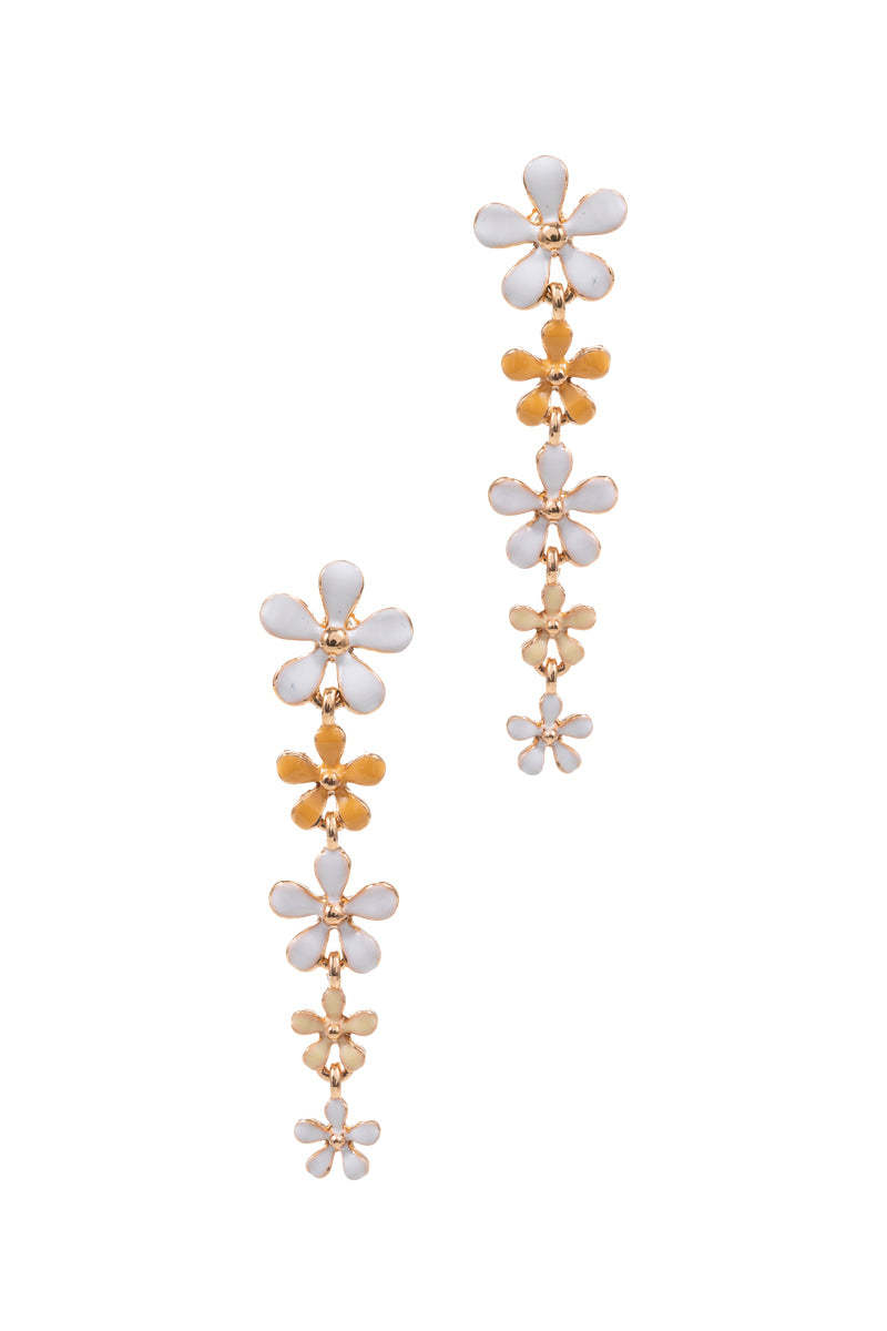 Enamel Flower Linear Post Earrings