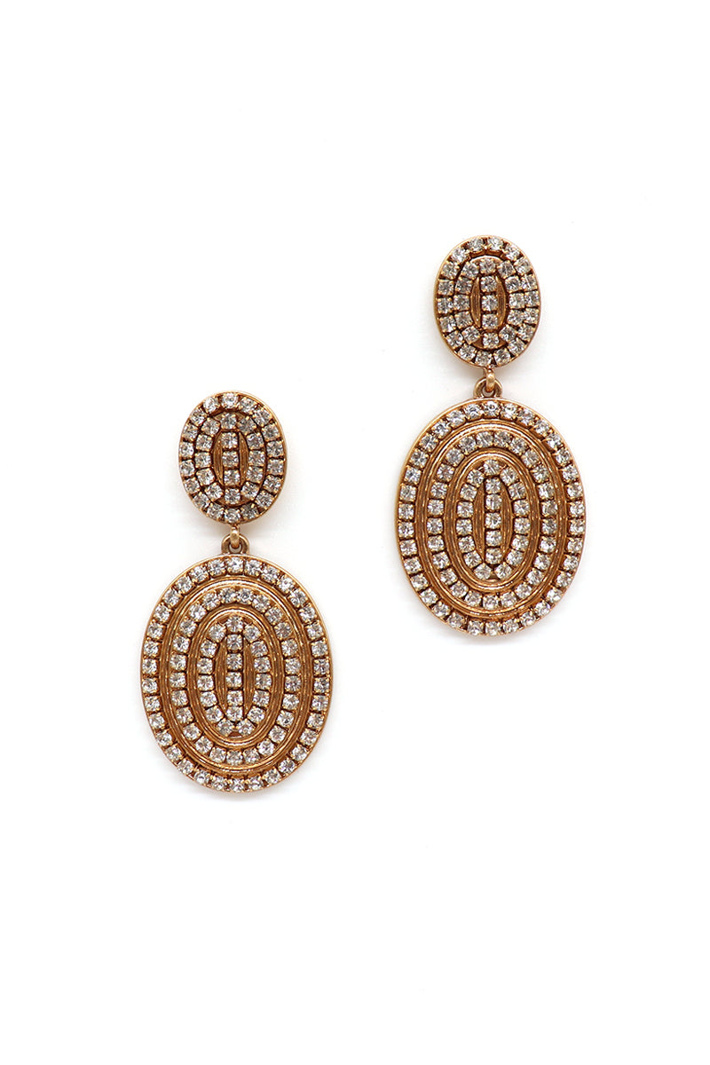 Oval Shaped Rhine Stone Titanium Post Earrings