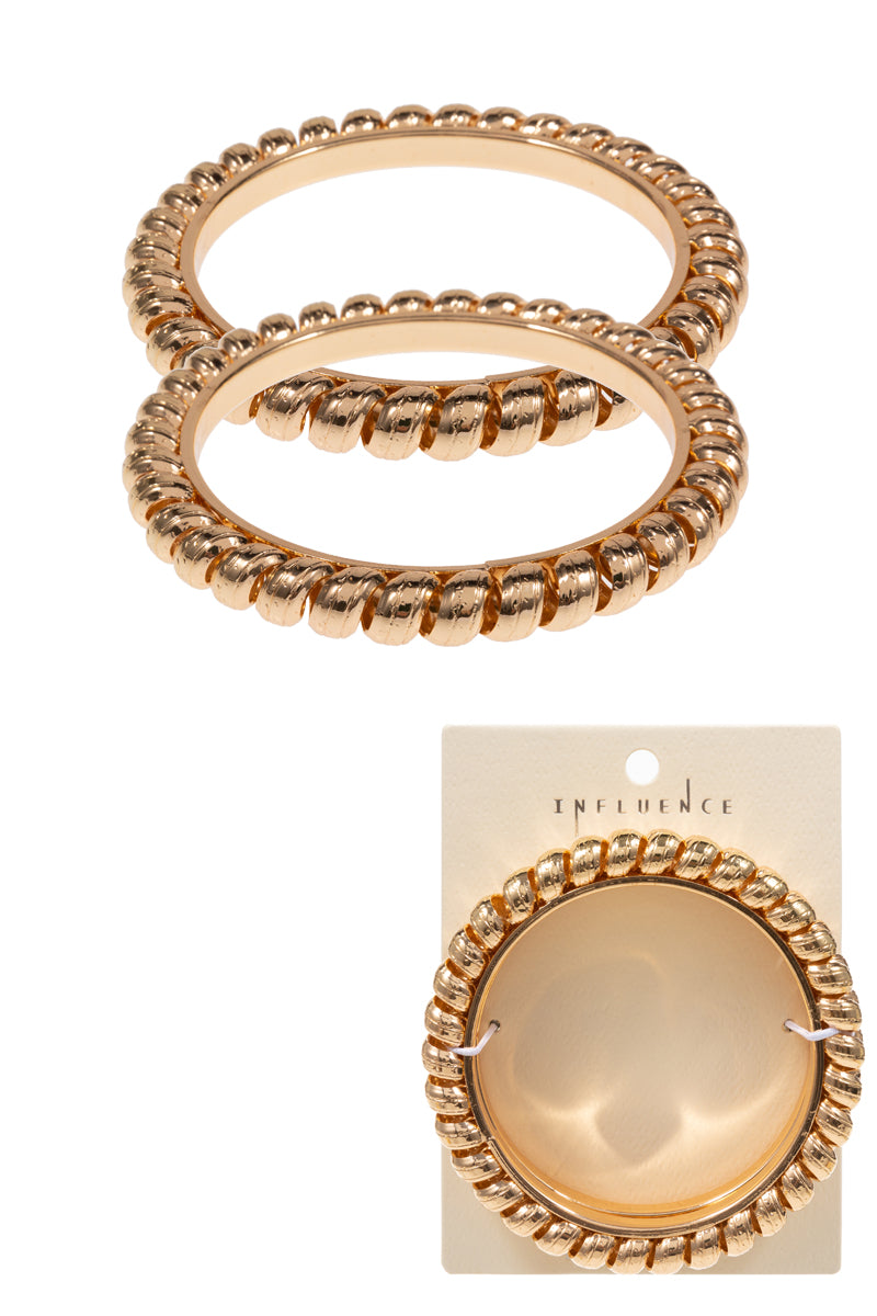 Curbed Wire Metal Bangle Bracelet