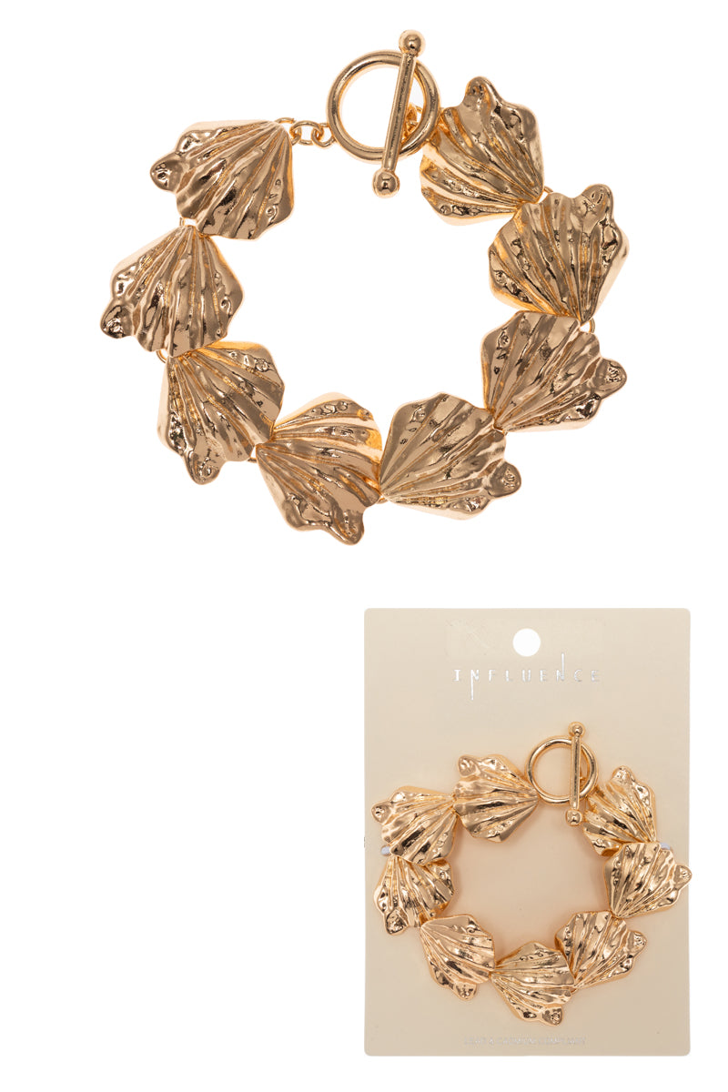 Seashell Sahped Metal Toggle Clasp Bracelet