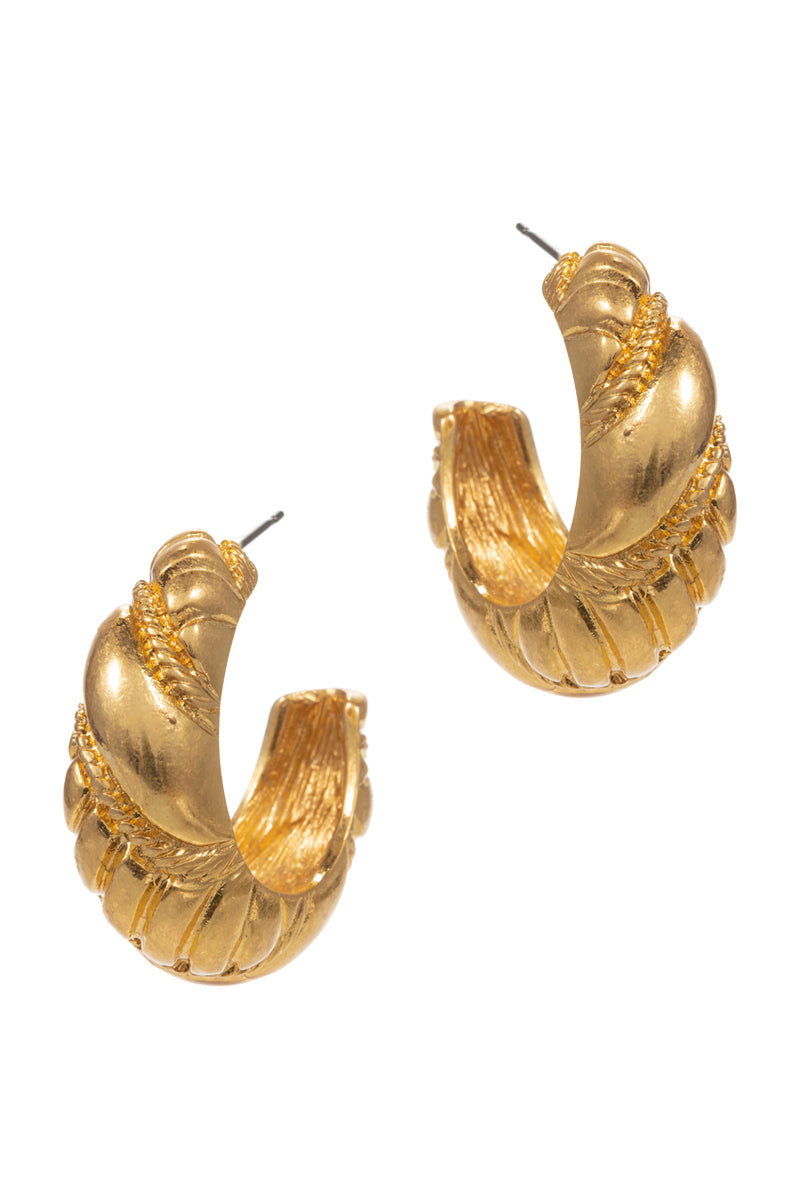 Mix Pattern Metal Pin Hoop Earrings