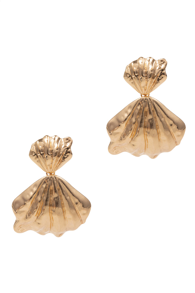 Double Seashells Metal Post Earrings