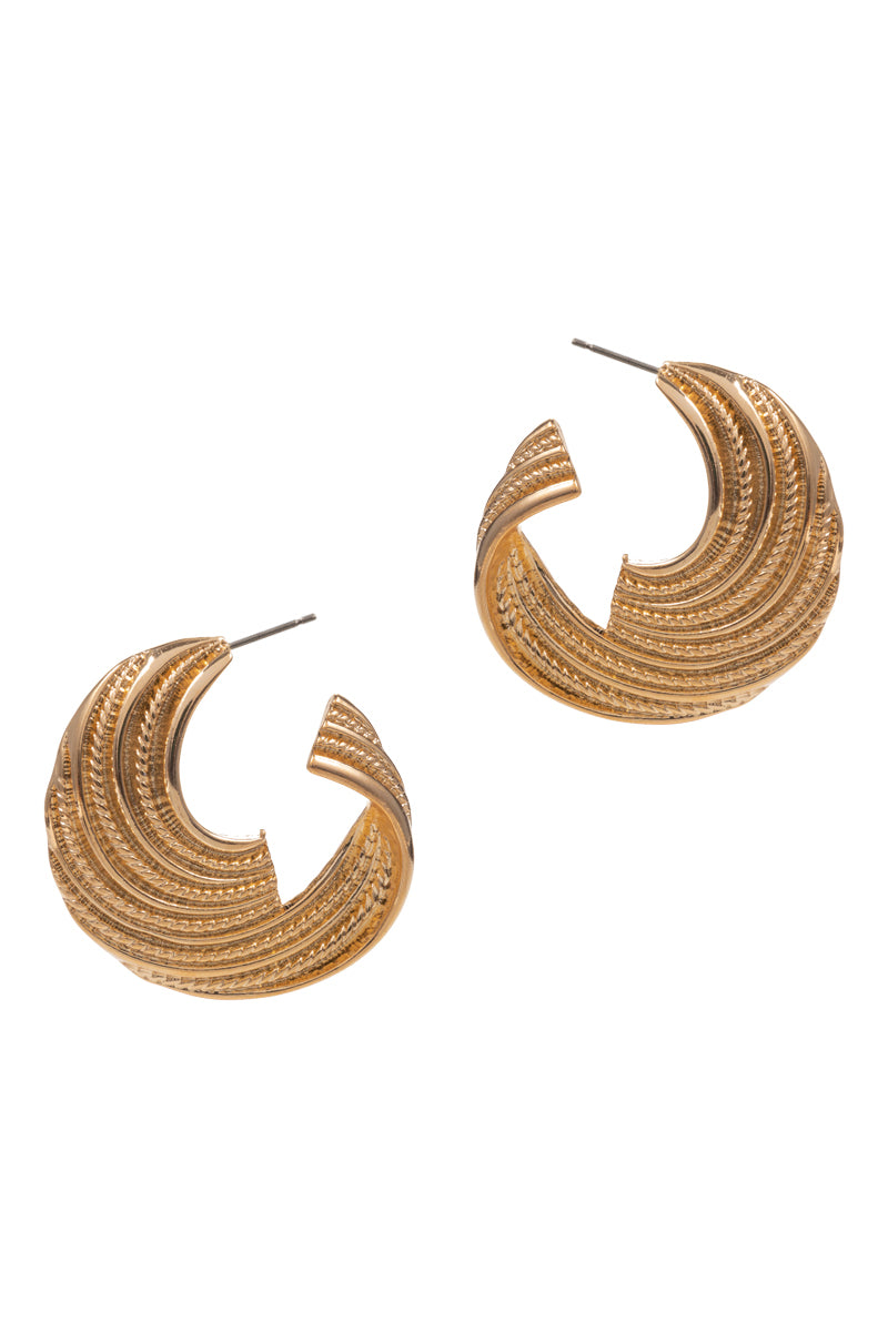 Irregular Lines Metal Pin Hoop Earrings