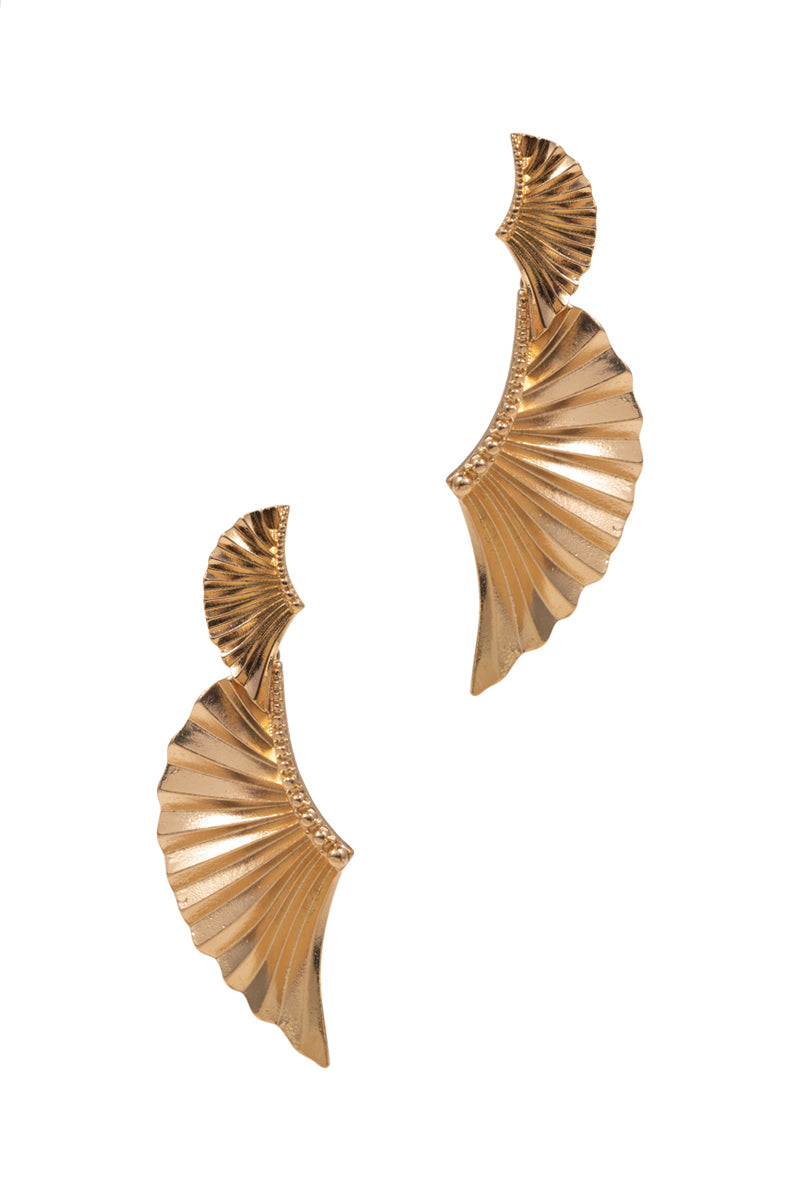 Double Angel Wings Shaped Metal Post Earrings