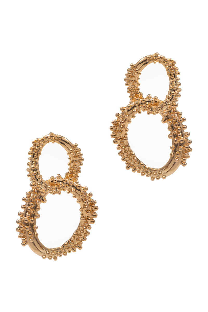 Oval Shaped Vintage Metal Post Earrings