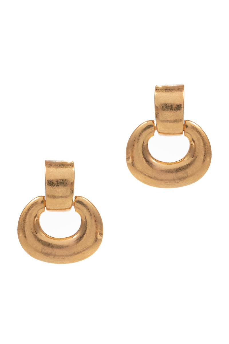 Thick Doublel Rings Vintage Metal Post Earrings