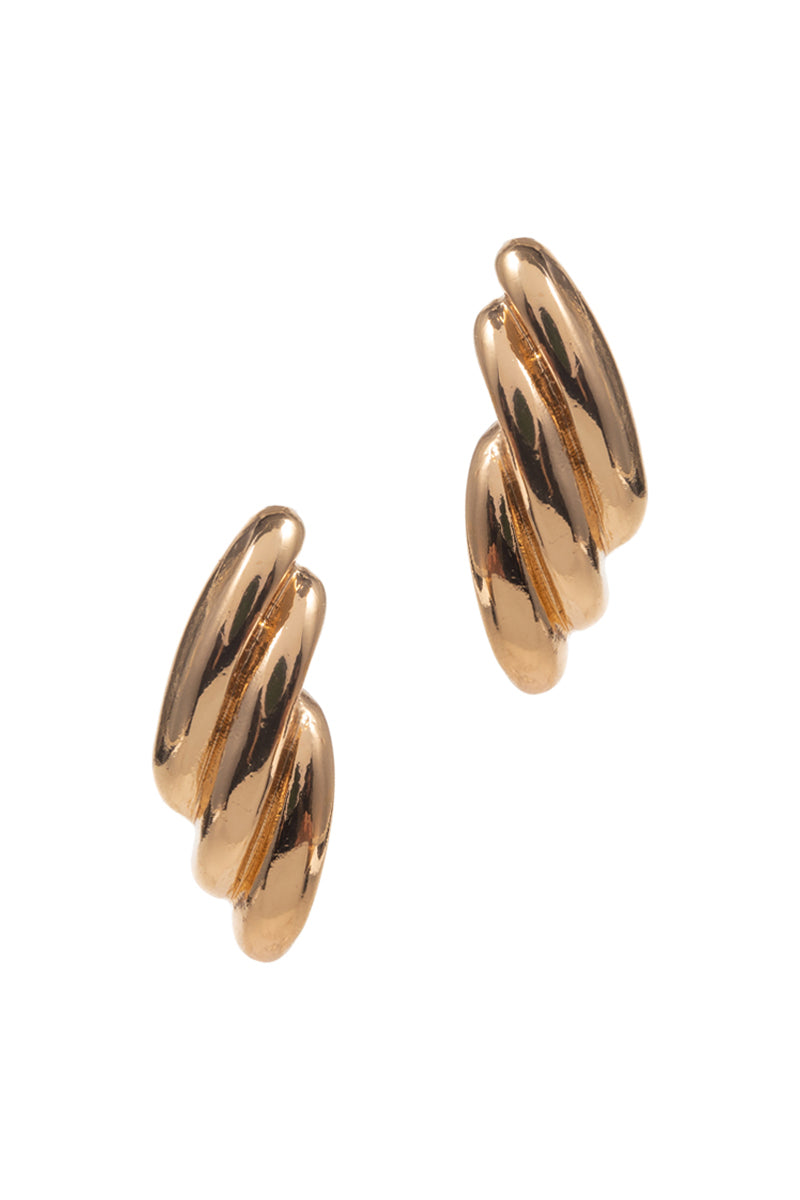 Triple Layered Rings Vintage Metal Post Earrings