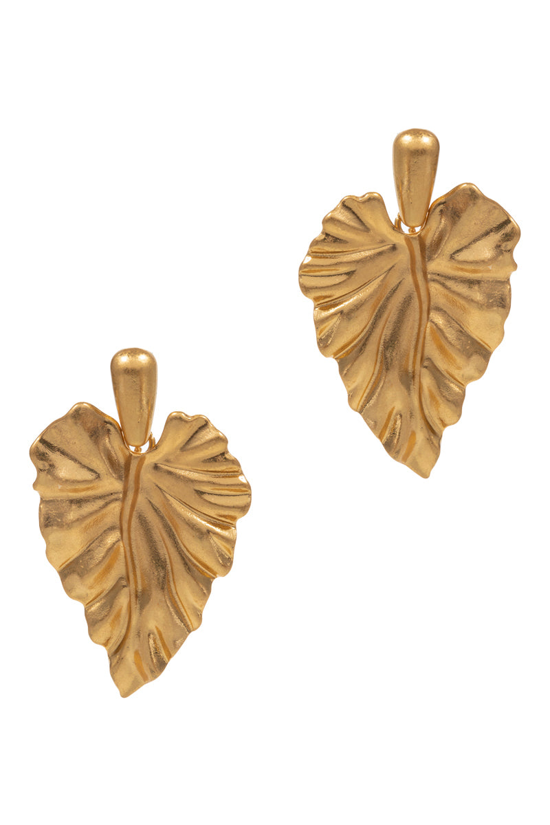 Vintage Leaf Metal Post Earrings