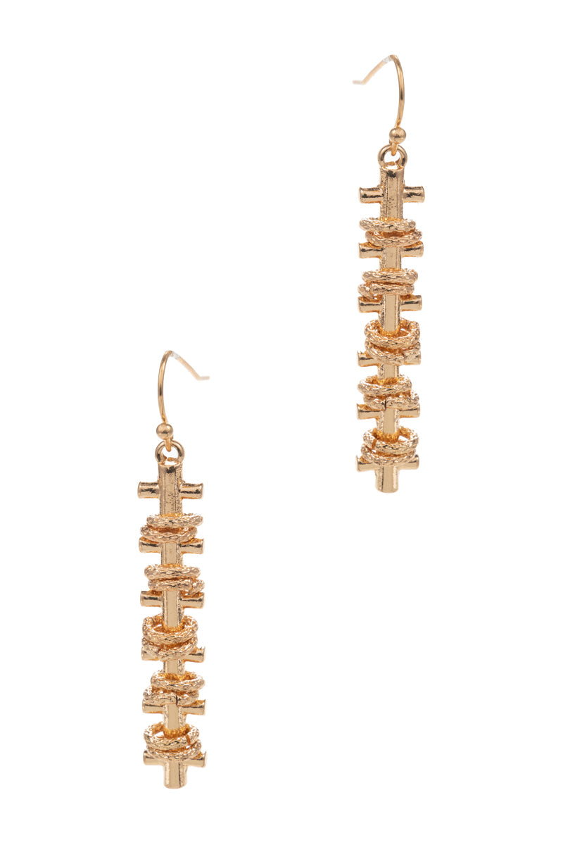 Diamond Cutted Wire Basic Metal Bar Hook Earrings