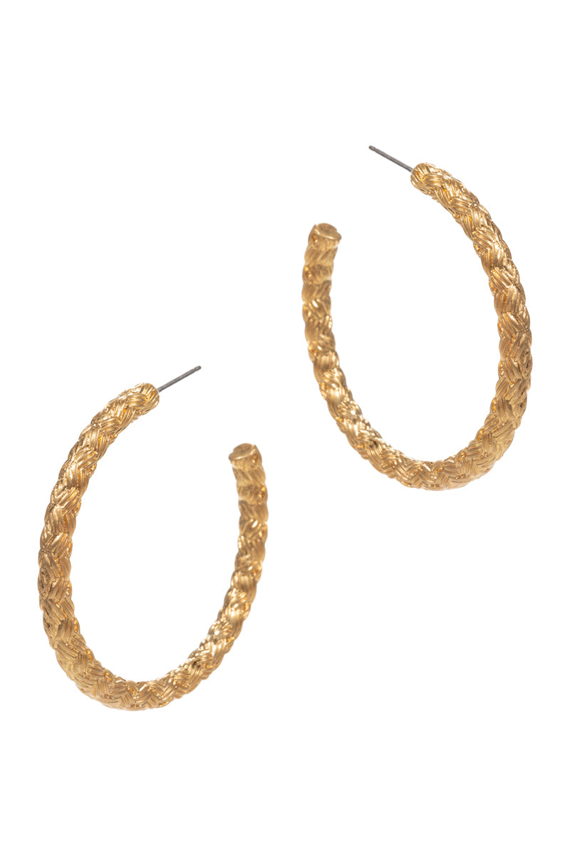 Round Shaped Textured Vintage Metal Hoop Earrings