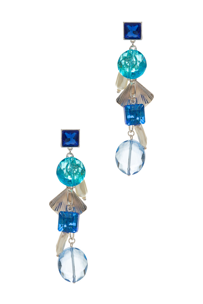 Bling Linear Glass Charm Post Earrings