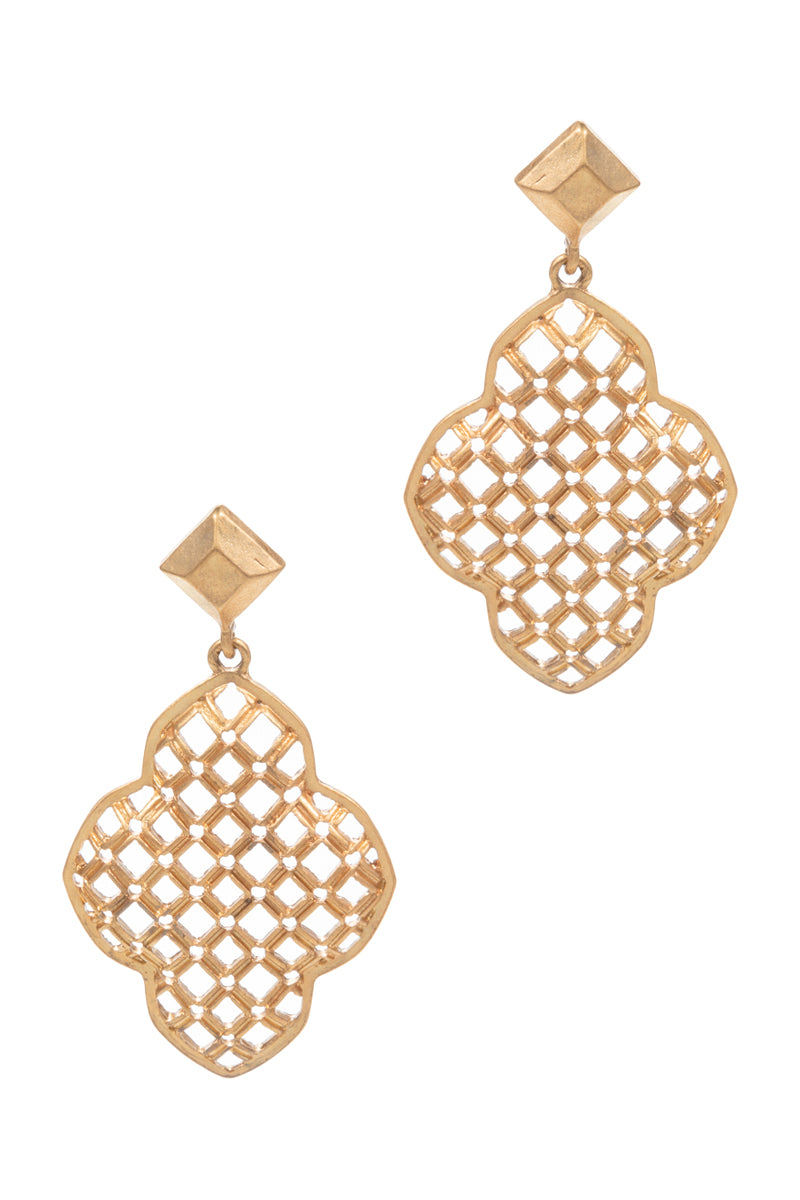 Moroccan Shaped Lattice Pattern Post Earrings