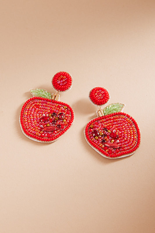 Teachers Day School Apple Seed Bead Post Earrings