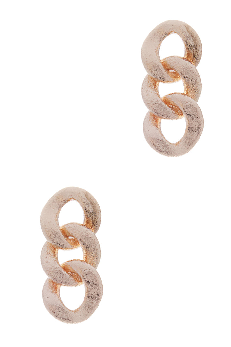 Sanding Textured Metal Chain Link Post Earrings
