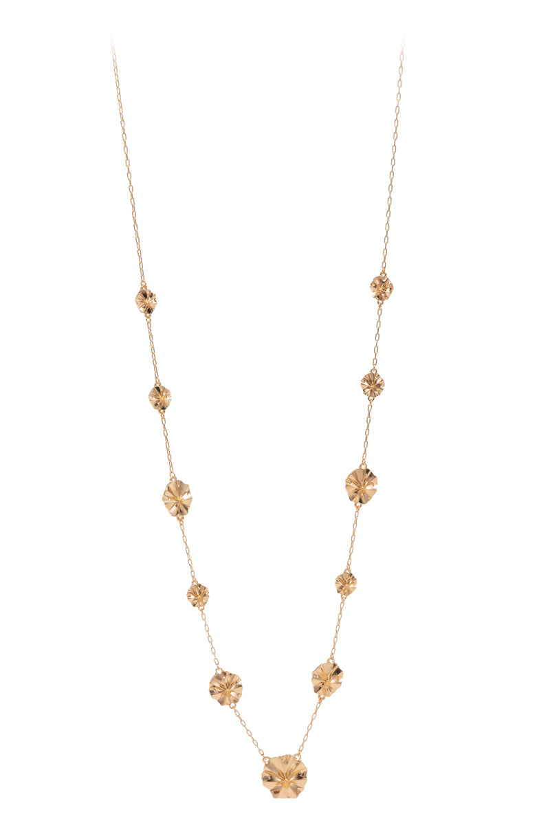 Wrinkled Vintage Metal Stational Long Necklace