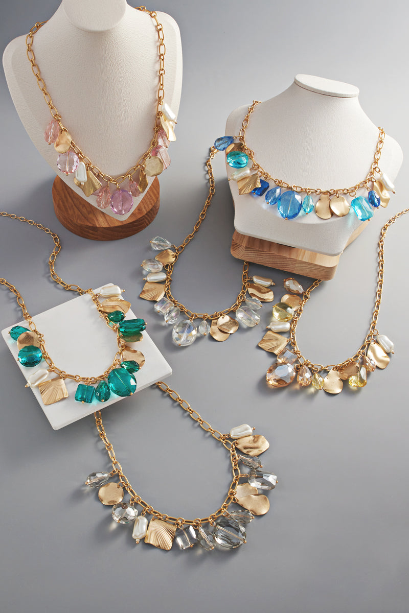 Irregular Shaped Glass Short Necklace