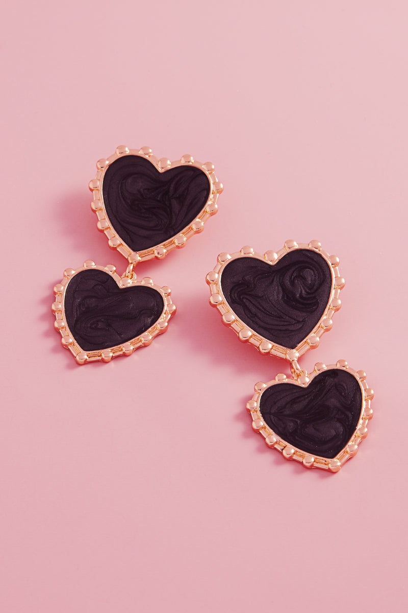 Valentines Day Heart Enamel Statement Post Earrings
