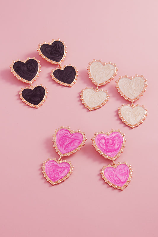 Valentines Day Heart Enamel Statement Post Earrings