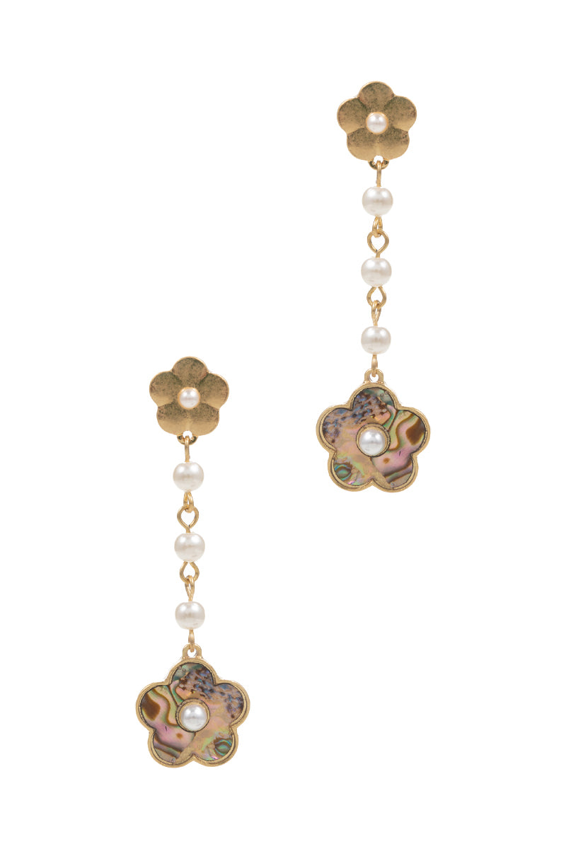 Flower Shaped Drop Shell Paper Post Earrings